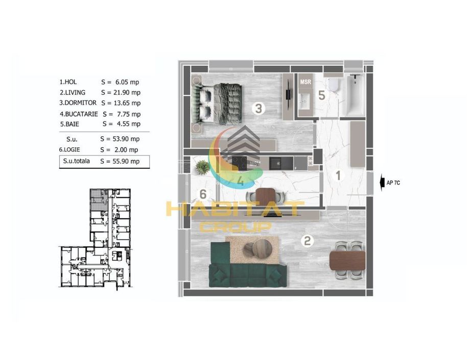 Apartament 2 Camere Decomandat Sector 4 Grand Arena 56Mp