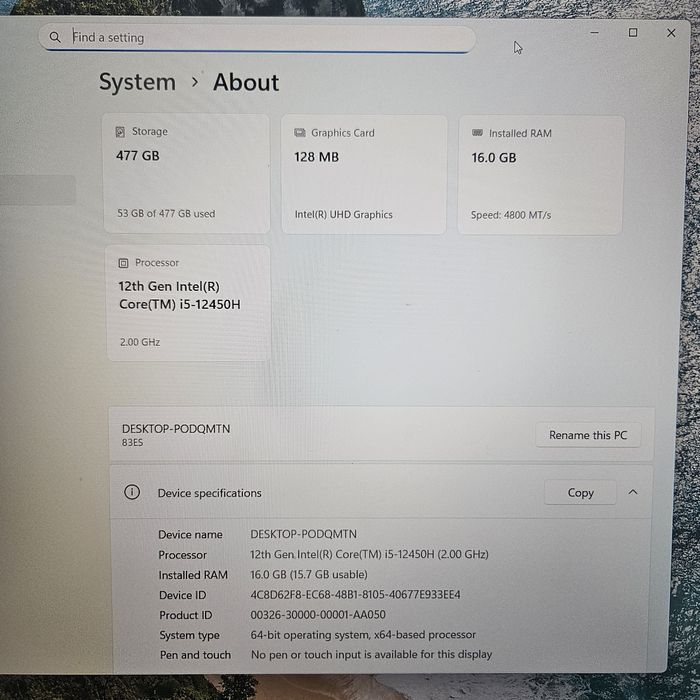 Laptop Lenovo IdeaPad Slim 3 16" i5-12450 16GB Zeus Amanet Vitan  2887