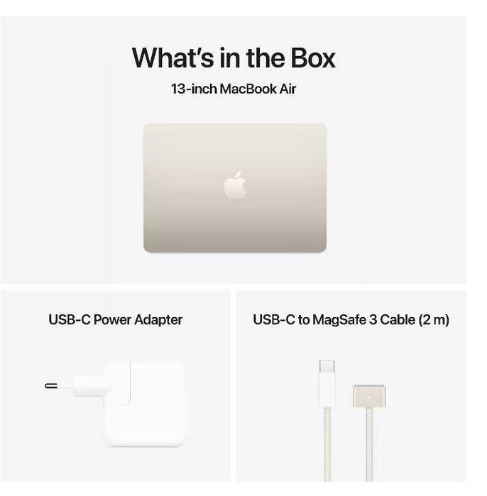 Apple MacBook Air 13", M4, 10 nuc. CPU 8 nuc. GPU, 16/256GB, Starlight