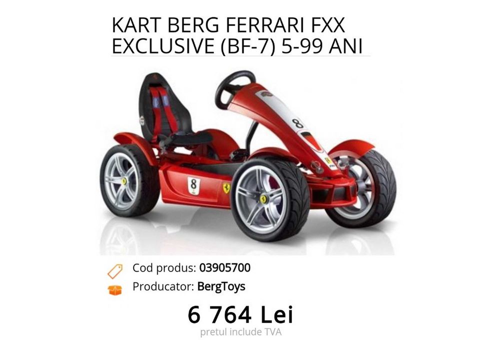Cart (Kart) cu pedale Berg Ferrari FXX Exclusive BF-7, 7 viteze – roșu