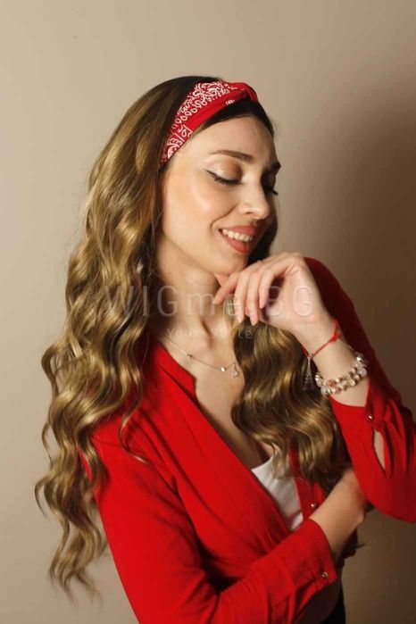 Дълга къдрава тъмноруса лейс фронт перука Лана