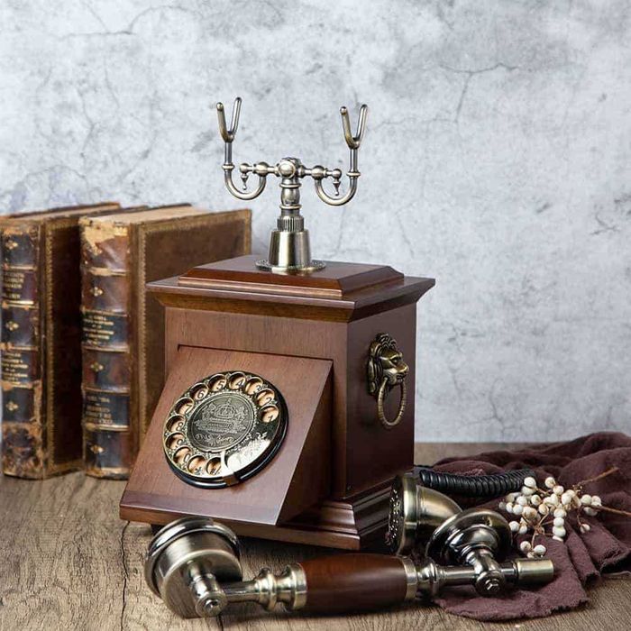 Нов Дървен Ретро Телефон с Шайба Работещ Аналогов