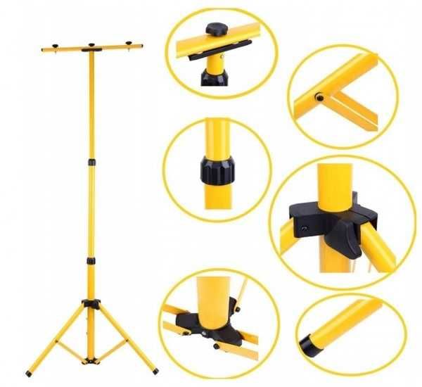 Стойка за прожектори и фенери, Тип трипод, Алуминий, Жълт, 60/160 см