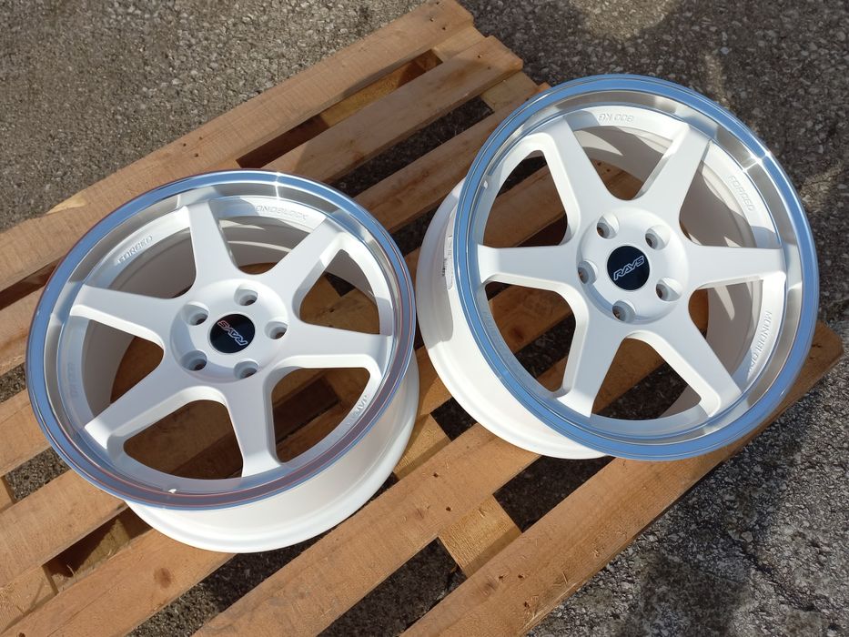 17" 5х114.3 Rays T37 Diamond Lip White Volk Racing 7.5j et 35 Чисто Нови