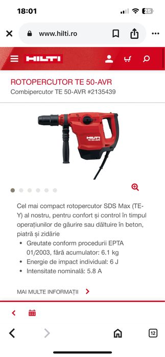 Rotopercutor Hilti TE 50-AVR-Nou