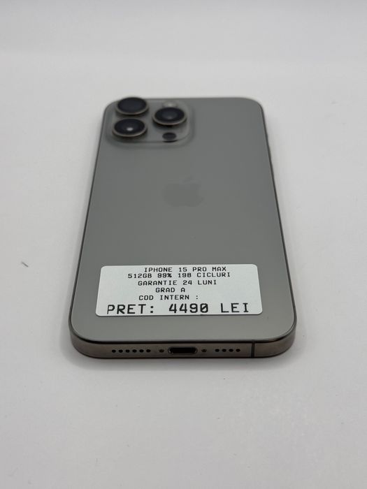 Iphone 15 Pro Max 512GB 99% Grad A Garantie 24 Luni - zonemag.ro