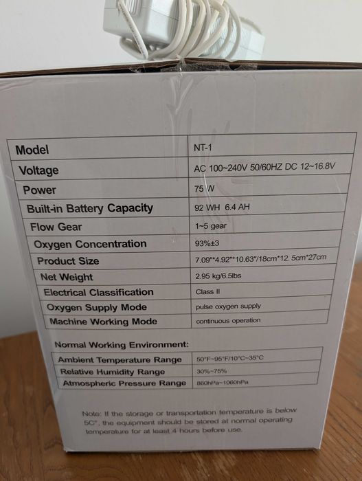 Concentrator de oxigen portabil Varon NT-1 93% 5L 2,8 kg