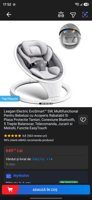 Leagăn electric evosmart SW