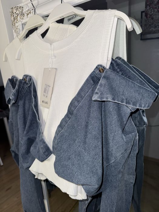 Потник с дънкови ръкави