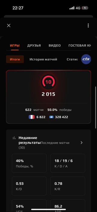 10 LVL FACEIT аккаунт