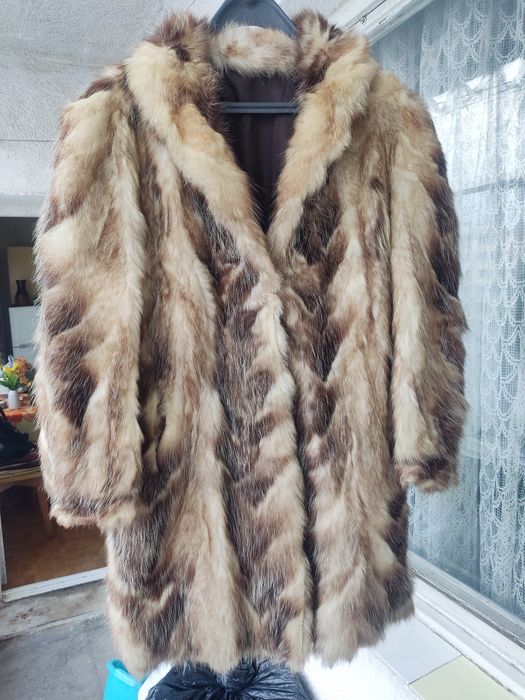 Дамско кожено палто от естествен косъм кожух норка , визон .