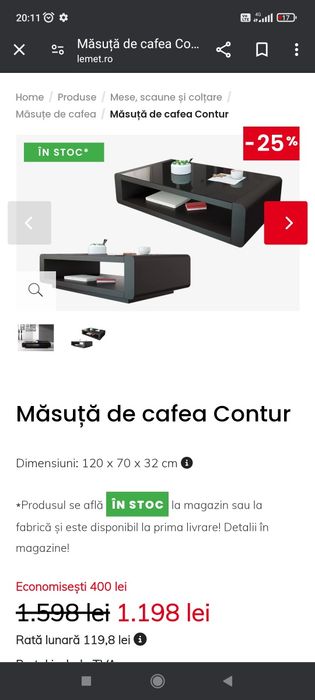 Vand masuta cafea Lem's ca noua