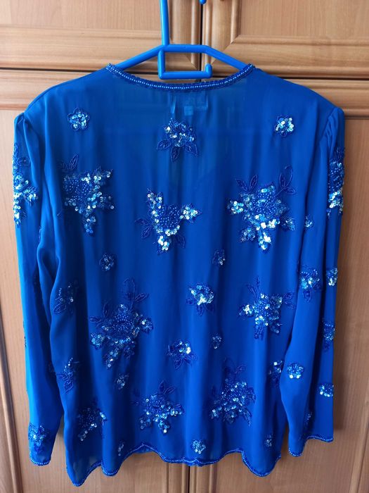 Женская одежда кофта синяя вышитая
