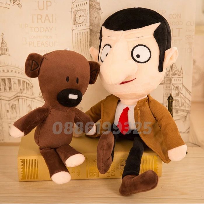 Мистър Бийн плюшена играчка Mr. Bean и мечето му, 30см