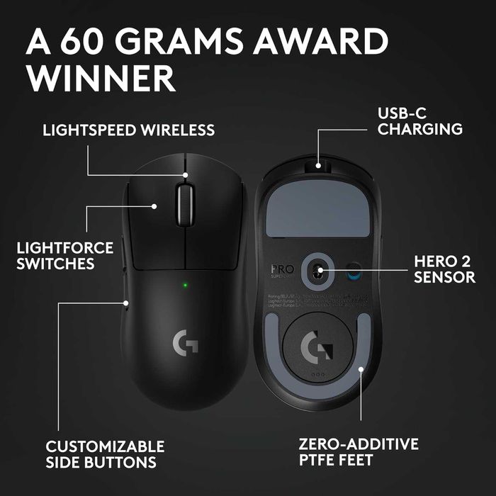 Геймърска мишка Logitech G PRO X Superlight 2 Black