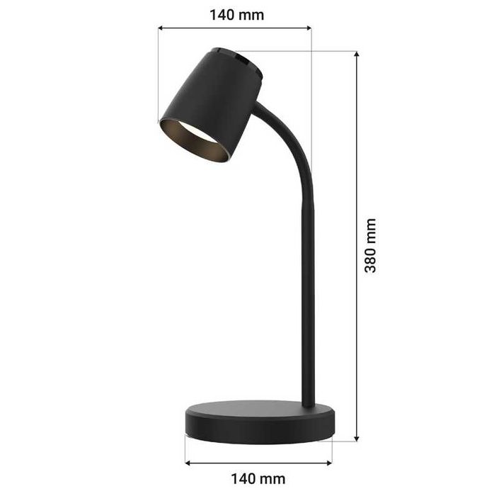 Lampă de Birou LED ORO VERO Neagră, 4.5W, Braț Flexibil, Design Modern