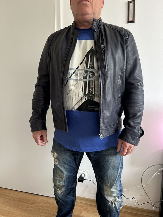 Оригинално кожено яке G-star RAW biker leather jkt D16182-B508-4213