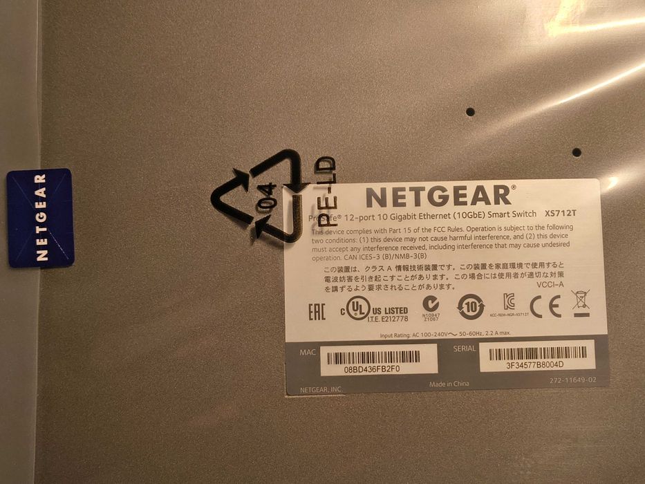 Netgear Switch 10Gbps XS712T