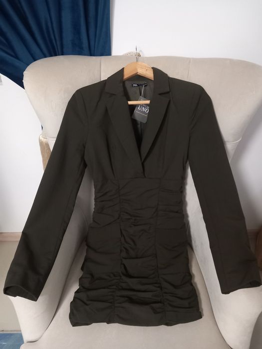 Rochie eleganta tip sacou Zara maro ciocolatiu S noua cu etichetă