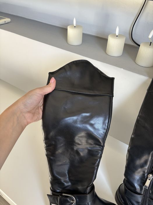 Черни ZARA кожени боти ботуши  Casadei City