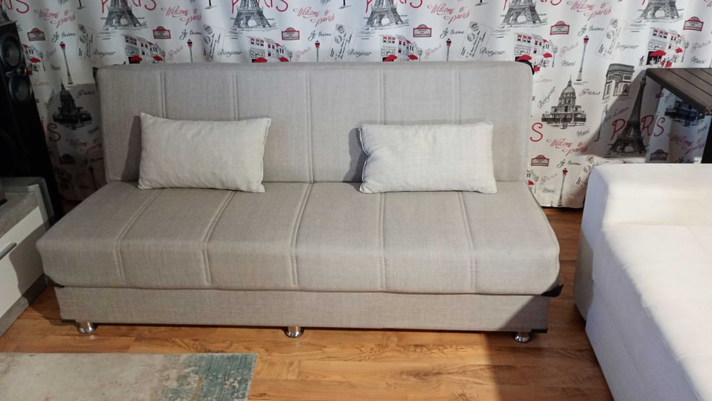 Canapea extensibila gri 3 locuri cu lada depozitare 180 cm×110cm×70cm