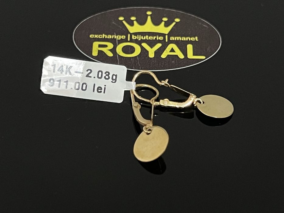 Bijuteria Royal CB : Cercei bănuț aur 14k 585  2,03 grame