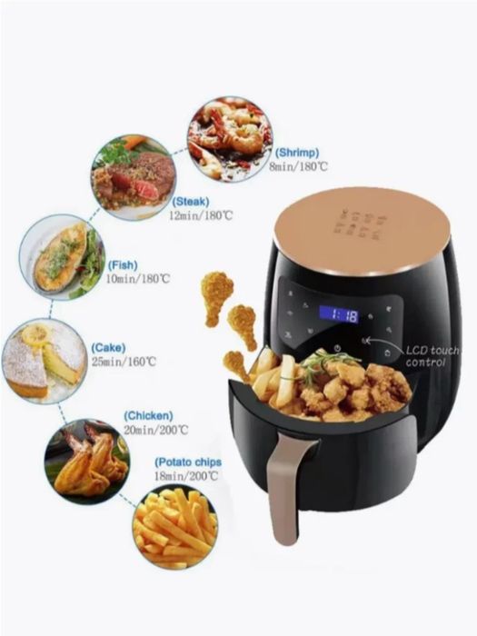 Аэрогриль электрический, 2800Вт, 8л, 12 программ, сенсор, LCD дисплей,