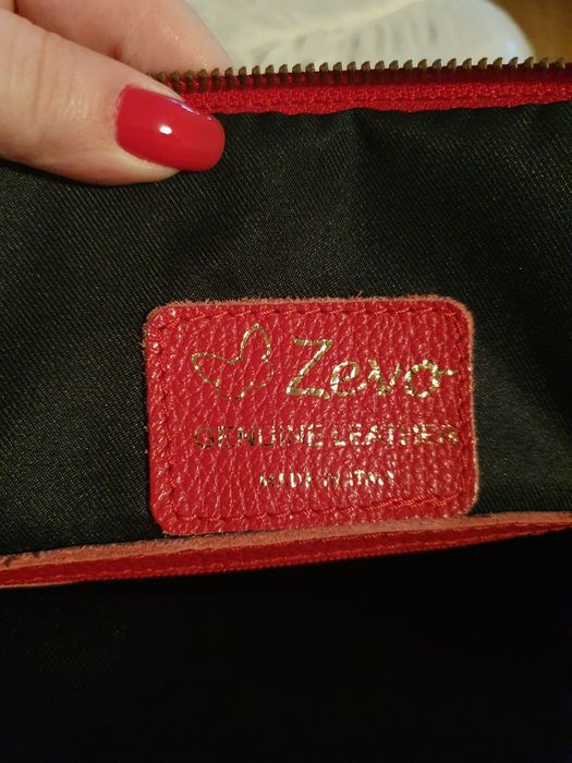 Geanta piele naturala Zevo rosie