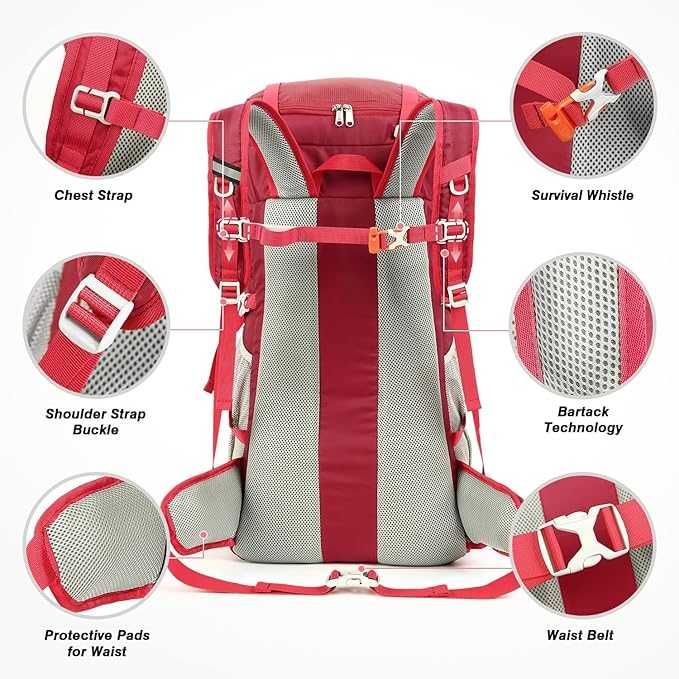 Туристическа раница HOMIEE 50L с дъждобран, многофункционална