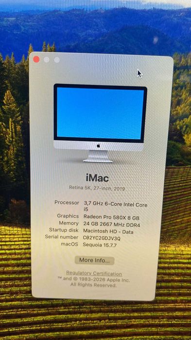 iMac 27" Retina 5K 2019 – i5 3.7 GHz / 24 GB RAM / Radeon Pro 580X 8 GB / 2 TB Fusion Drive