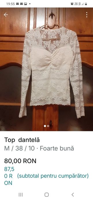 Top din dantelă cu mânecă lungă