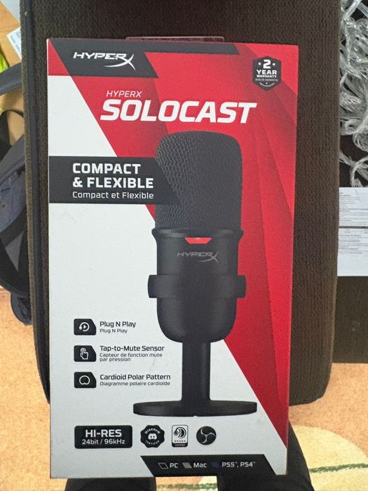 Microfon HyperX SoloCast, cardioid, USB, Negru