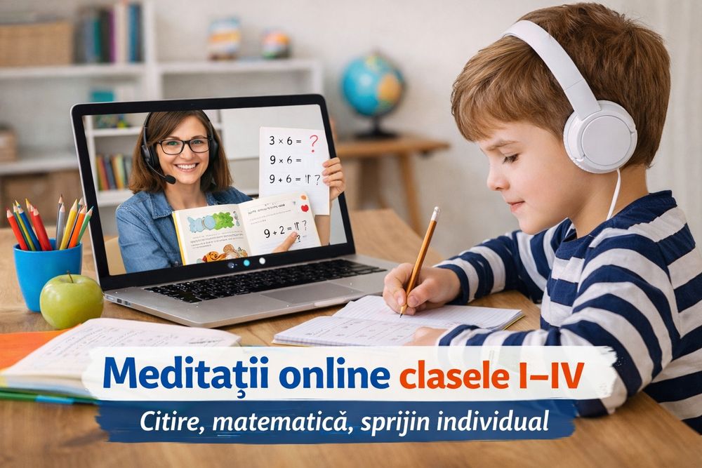 Meditații online clasele I–IV | Citire, matematică, sprijin individual