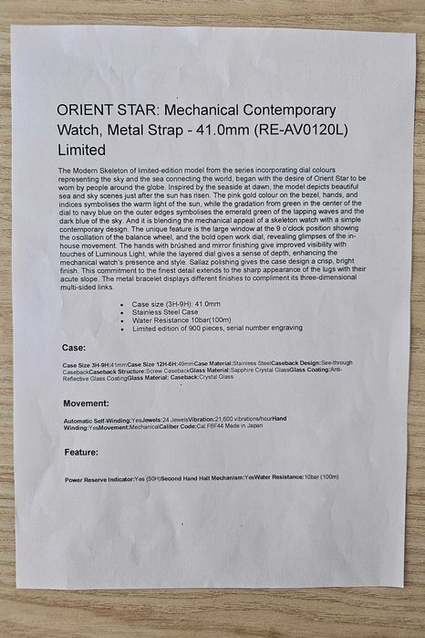 Oriient Star RE-AV0120L Limited Edition