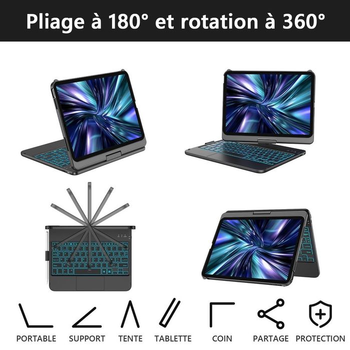 Husa neagra plastic cu tastatura pt iPad gen 10/11