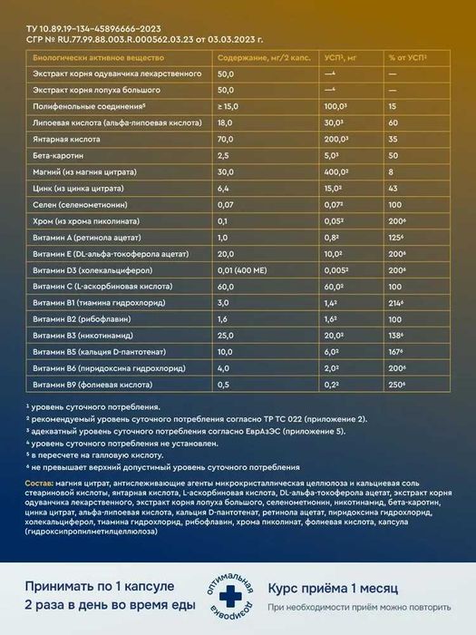 Комплекс витаминов для диабетиков, для нормализации уровня сахара