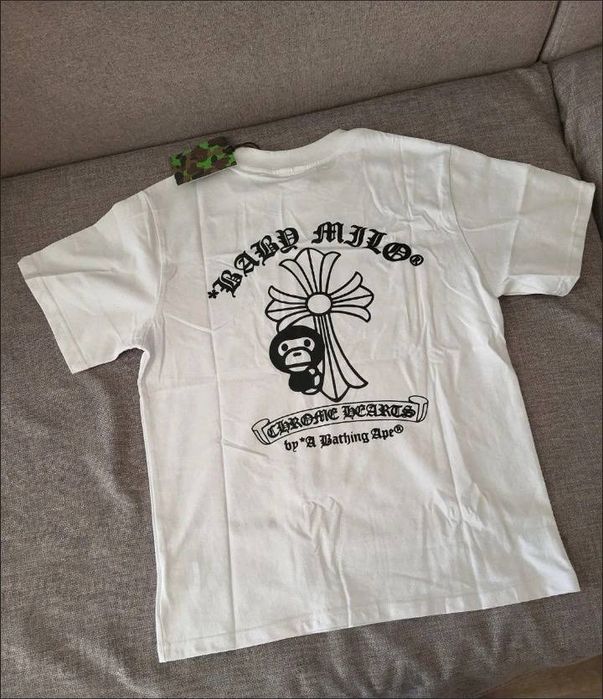 футболка, колоборация Chrome hearts & bape