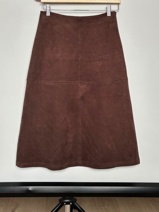 Юбка миди коричневая, под замшу