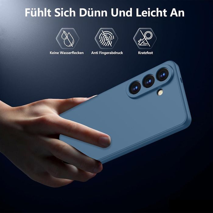 Матов силиконов кейс за samsung galaxy s26+ plus - тъмно син - със защ