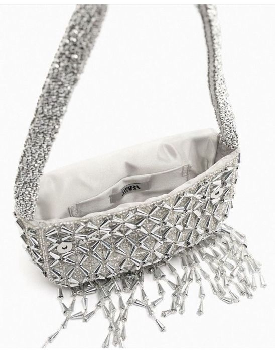 Geanta ocazie eleganta, argintiu, auriu , cu paiete Zara