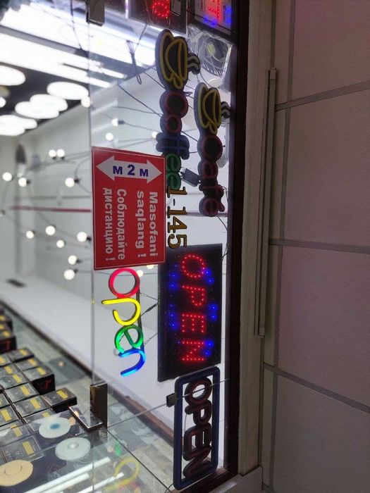 OPEN неоновая вывеска Табличка ОТКРЫТО и OPEN в Ташкент по низким цена