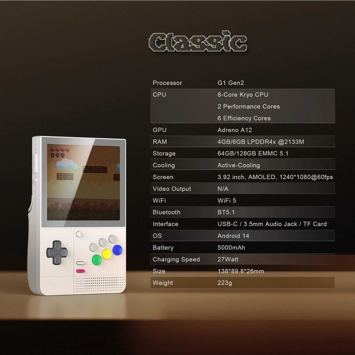 Consola Retroid Pocket Classic Handheld 6GB RAM 128GB STOCARE