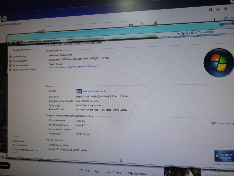 Calculator I3 Fujitsu P710 8GB DDR3 HARD 500 G