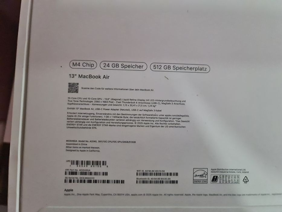 Macbook air m4 24 512