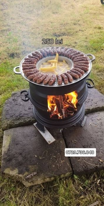 Tuci ceaun , soba gratar disc grill  din fontă