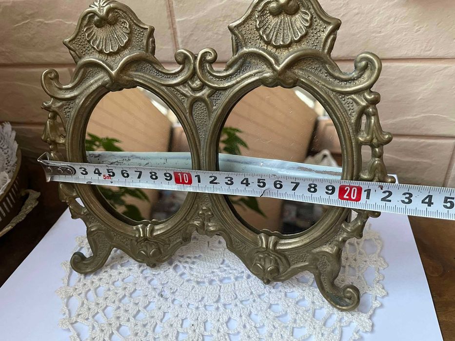 Красиво месингово двойно огледало на стойка от Англия