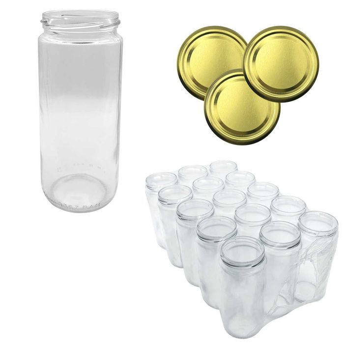 Комплект стъклени 500 мл Колона с капачки – 15бр.