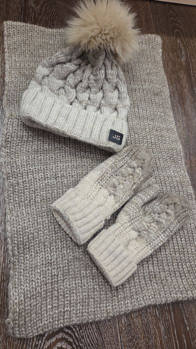 Шапка снуд варежки комплект