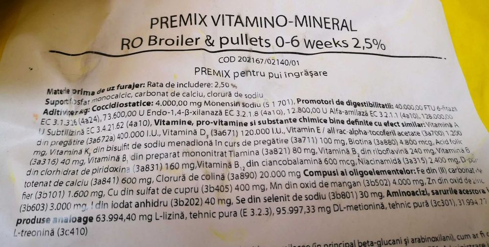 Premix pui de carne 2,5 %