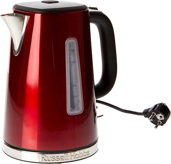 Russell Hobbs Luna Solar 23210-70 – Електрическа кана, 1,7 литра, неръждаема стомана, 2400 W, червена